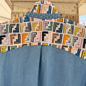 Colorful Designer Patterned Denim Shirt
